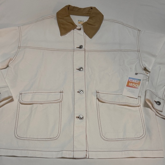 Cali1850 Jackets & Blazers - Cali 1850 Women's Cream and Tan Barn Jacket 100% Cotton S NWT